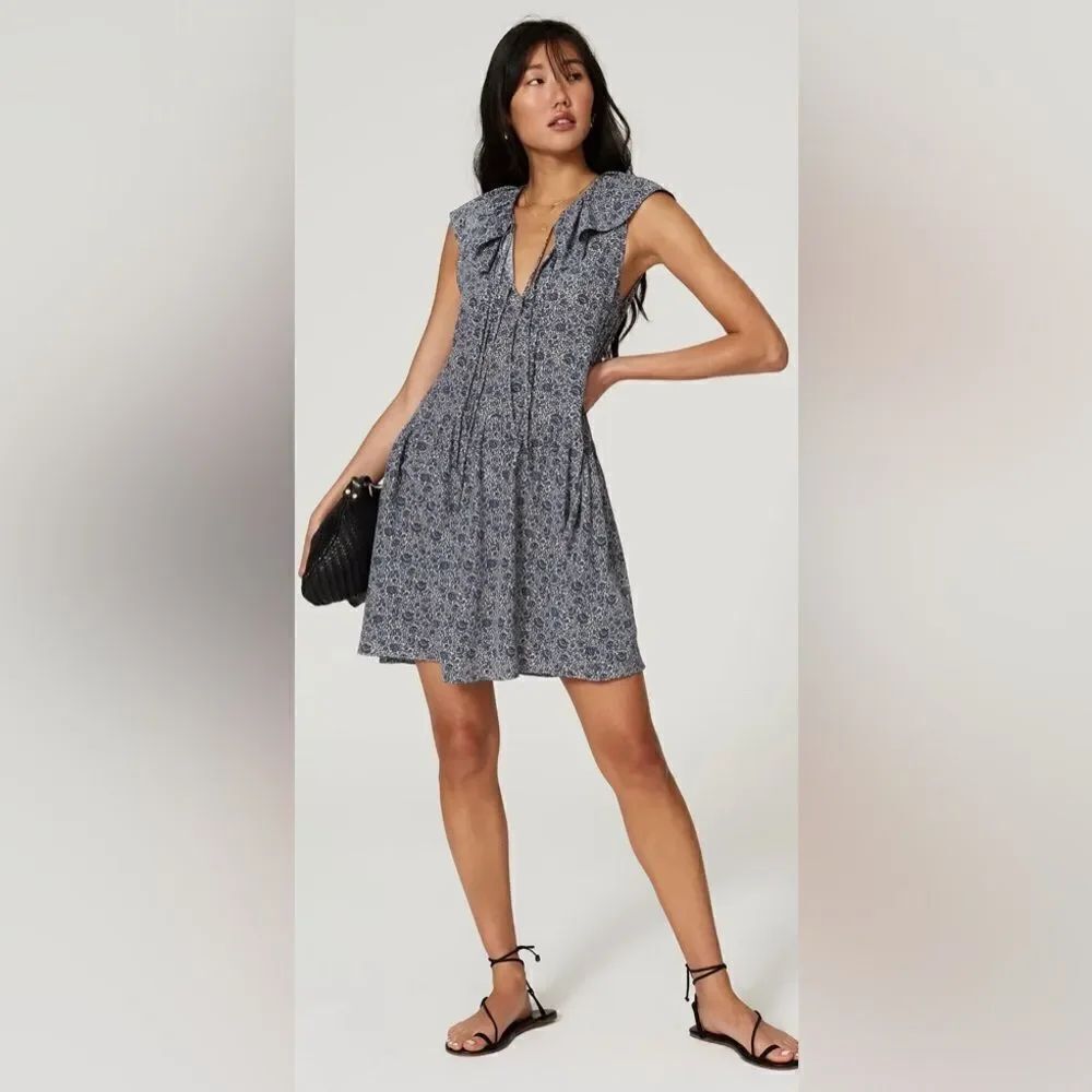 Rebecca Taylor Blue Floral Silk Dress Size Small